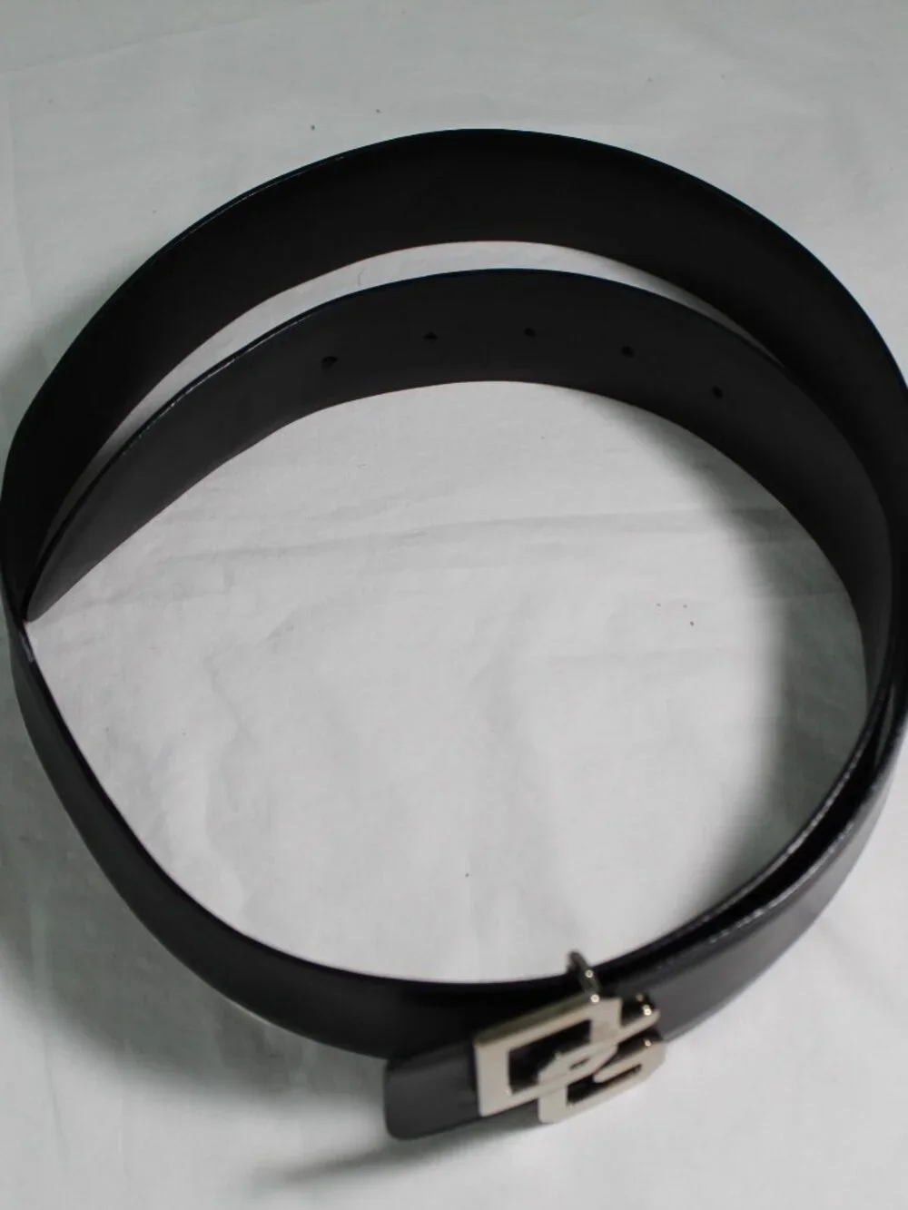 Dolce & Gabbana Black Leather DG Silver Hardware Belt 38 95 cm